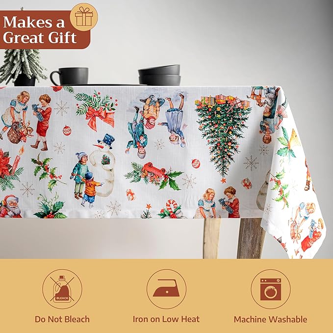 Maison d' Hermine Table Cloth Rectangle Table 100% Cotton 60 x 120 Inches Fall Tablecloth Reusable Everyday Use for Thanksgiving Christmas Decorations Dining Farmhouse Party (Chromo)