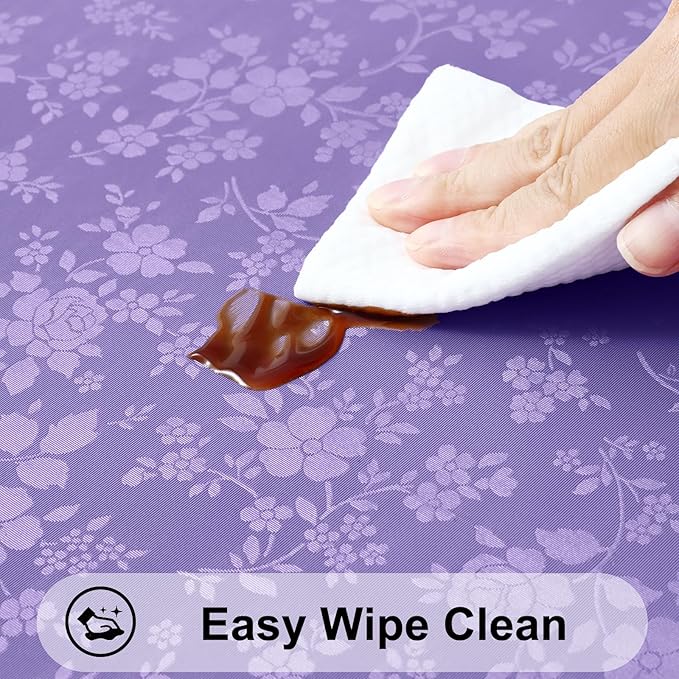 Smiry Rectangle Table Cloth, Waterproof Heavy Duty Vinyl Tablecloths, Wipeable Washable Table Cover for Kitchen and Dining Room (Purple, 52" X 70")