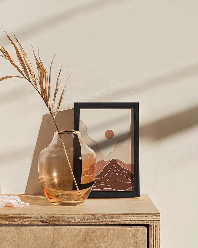 HAUS AND HUES 4x6 Picture Frame with Real Glass & Black Premium-Grade Metal - Aluminum 4x6 Picture Frame - Includes Easel Back, Hanging Kit - Ideal for Home, Office (4x6 in, Black)