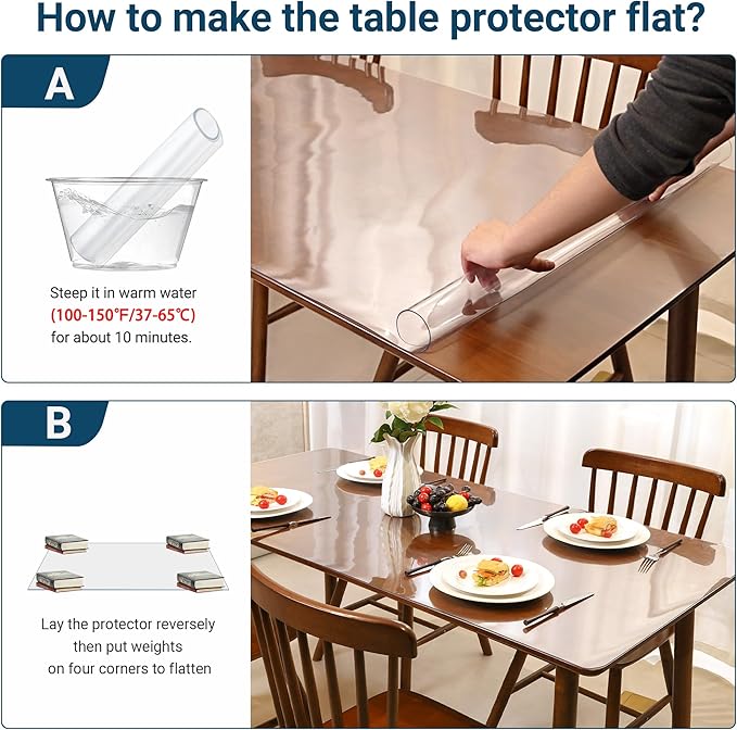 Clear Table Cover Protector Rectangle 40 x 60 Inch, 1.5mm Transparent Plastic Table Protector Waterproof, Anti-Scratch Clear Desk Mat for Office Desktop Dresser Dining Table, FDA Compliant