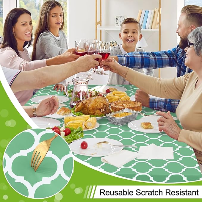Smiry Rectangle Table Cloth, Waterproof Vinyl Tablecloth with Flannel Backing for Rectangle Tables, Wipeable Spillproof Plastic Tablecloths for Dining, Camping and Indoor(52"x70", Sage Green)