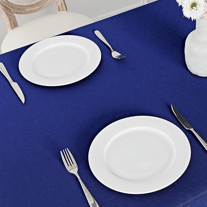 Rectangle Tablecloth Waterproof 60x104 inch Linen Textured Table Cloth Stain and Wrinkle Resistant Washable, Decorative Fabric Table Cover for Dining, Party and Camping, Royal Blue