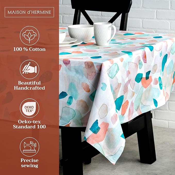 Maison d' Hermine Table Cloth Rectangle Table 100% Cotton 60 x 120 Inches Tablecloth Reusable Decorative for Dining Room Farmhouse Home Valentines Day Decorations Spring Summer - Summer Picnic