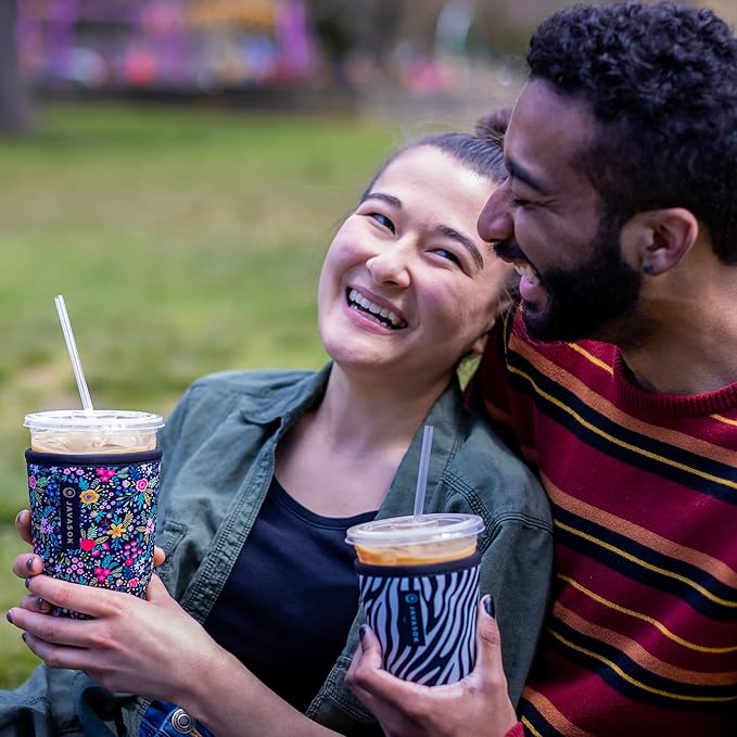 Sok It JavaSok Iced Coffee & Cold Soda Insulated Neoprene Cup Sleeve (Shore Thing, Medium: 22-28oz)