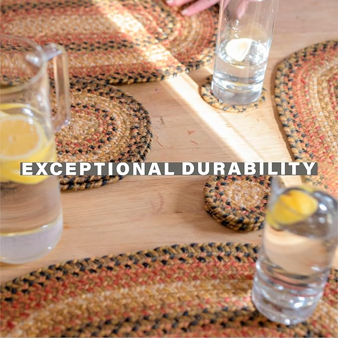 Homespice Russet Braided Oval Table Runner, Warm Country Decor, Multicolor 11x36 - Jute Dining Table Accessories - Rich Colors, Easy to Clean, Durable and Protects Furniture