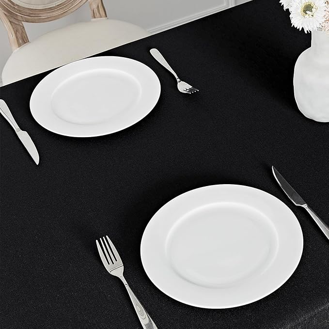 2 Pack Rectangle Tablecloth, 60x84 inch, Water Resistant Wrinkle Free Linen Textured Table Cloth Washable, Decorative Fabric Table Cover for Dining, Party and Camping, Black
