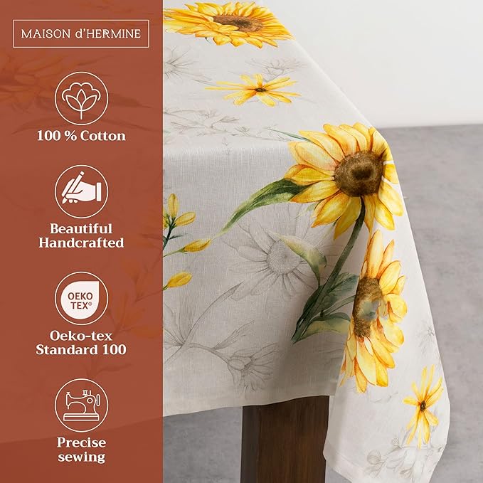 Maison d' Hermine Table Cloth Rectangle Table 100% Cotton 70 x 108 Inches Tablecloth Reusable Decorative for Dining Room Farmhouse Home Valentines Day Decorations Spring Summer - Candice