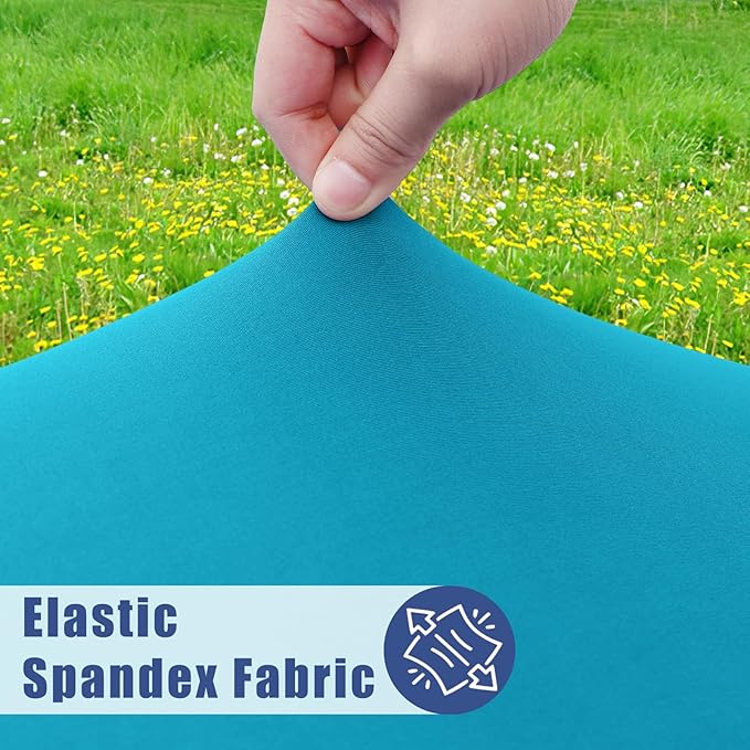 Round Spandex Tablecloth, Elastic Fitted Waterproof Tablecloths for 18"-24" Tables, Stretch Washable Picnic Table Cover for Camping, Dining, Indoor and Outdoor, Turquoise
