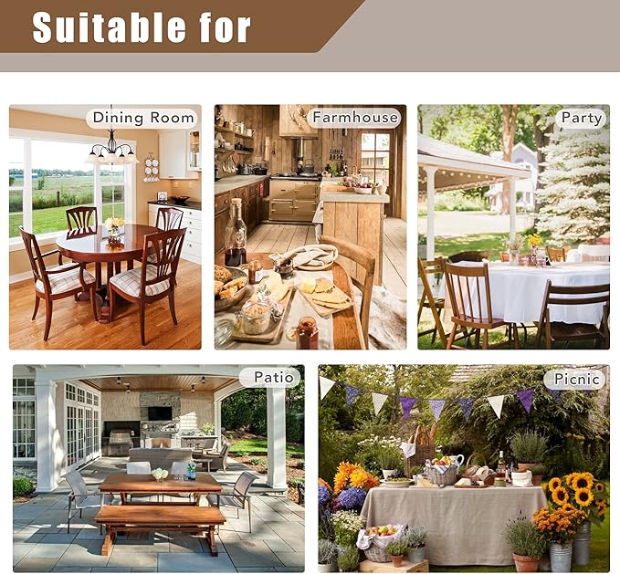 Fitable Square Linen Textured Tablecloths 2 Pack, White Fabric for 4 Ft Card/Coffee Table, Rustic Covers for Kitchen Dining, Party, Farmhouse (54 x 54 Inch)