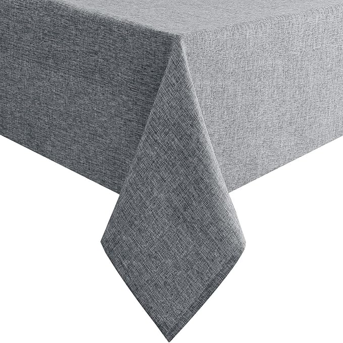 Hiasan Faux Linen Rectangle Tablecloth - Wrinkle and Stain Resistant Washable Table Cloth for Kitchen Dining Room Holiday Table Cover for Party Dinner, Grey, 30 x 60 Inch