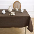 Solino Home Linen Tablecloth 60 x 120 Inch - 100% Pure Linen Chambray Brown Table Cloth for Rectangle Tables - Athena, Machine Washable Tablecloth