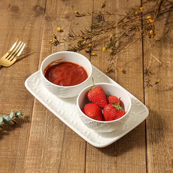 Sureasy Mini Ceramic Dipping Bowls – 4 oz, 3.5 Inch Small Bowls for Sauces & Side Dishes, Microwave & Dishwasher Safe, Set of 4, White