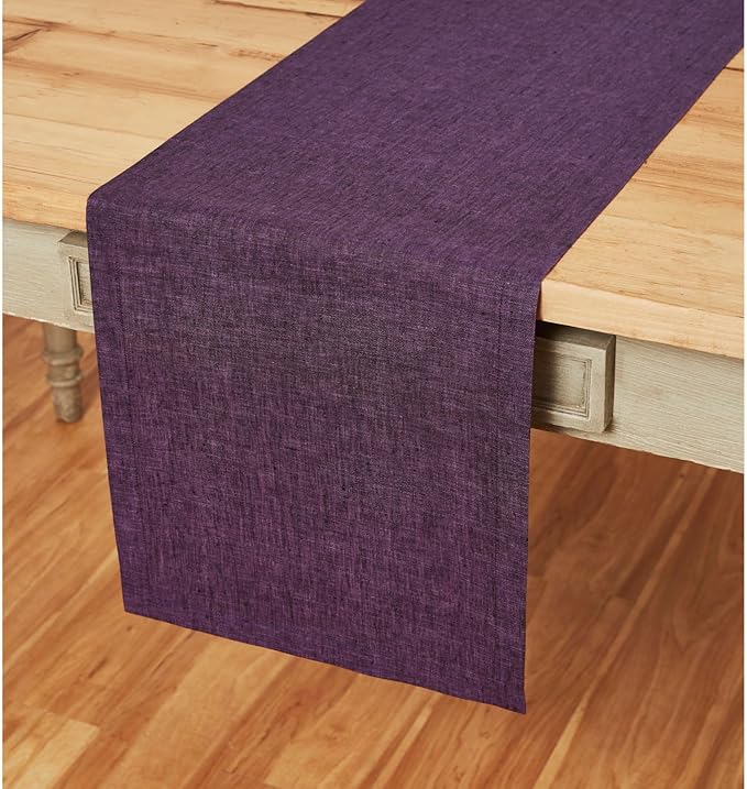 Solino Home Linen Table Runner 48 Inches - 100% Pure Linen Grape Table Runner 14 x 48 Inch Ideal for Dresser and Coffee Tables - Winter, Spring, Easter, Valentines - Athena