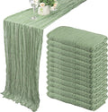 12 Pack 10Ft Cheesecloth Table Runner 35x120 Inch Boho Gauze Table Runner Cheese Cloth Long Romantic Table Runners for Wedding Bridal Shower Birthday Party Table Decor (Dusty Sage Green)