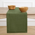 Solino Home Linen Olive Table Runner 90 Inches Long - 100% Pure Linen 14 x 90 Inch Table Runner for St Patricks Day - Classic Hemstitch