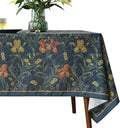 patdrea Designer Vintage Dark Blue Linen Rectangle Tablecloth,French Rustic Floral Pattern Tablecloths,Decorative Table Cover Cloth for Kitchen,Dining,Tea Party,Home,Christmas,63"*94"