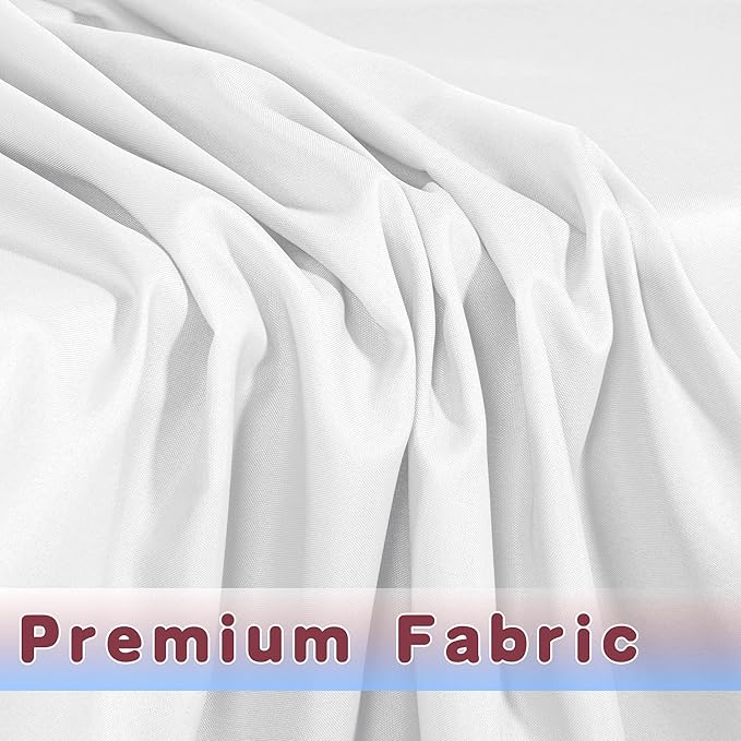 HolidayIdeas 2 Pack Square Fitted Table Covers - 38 x 38 Inch - White Fabric Washable Tablecloth Protectors for Folding Table, Parties, Wedding, Trade Show, Dining