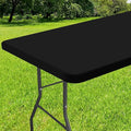 Smiry Rectangle Tablecloth, Elastic Fitted Flannel Backed Vinyl Tablecloths for 5ft Folding Tables, Waterproof Wipeable Table Covers for Indoor, Outdoor, Picnic and Camping (Black, 36"x60")