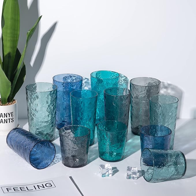 KX-WARE 18-ounce Acrylic Highball Glasses Plastic Tumbler, set of 6 Turquoise