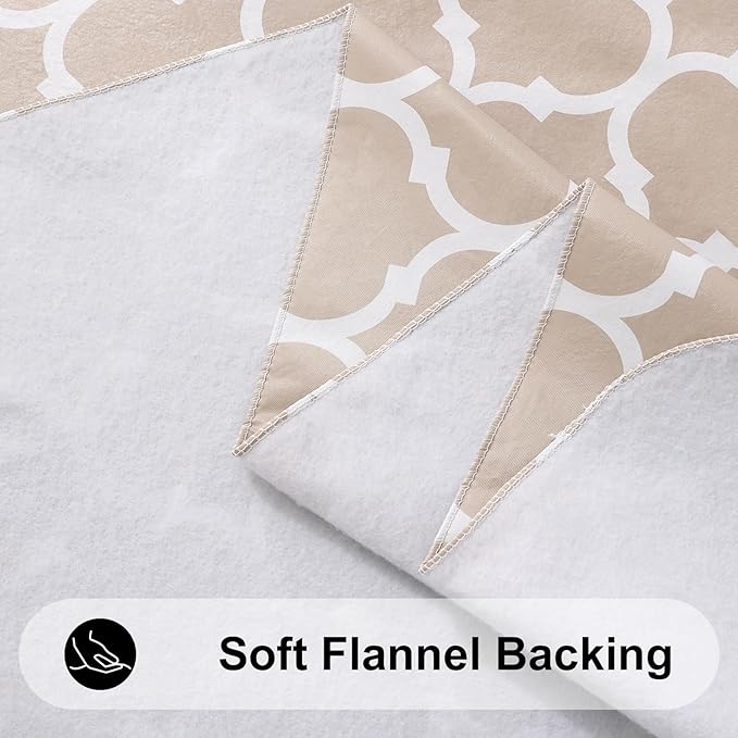 Smiry Rectangle Table Cloth, Wipeable Spillproof Plastic Tablecloths for Dining, Waterproof Vinyl Tablecloth with Flannel Backing for Rectangle Tables, Camping, Outdoor and Indoor (70"x120", Khaki)