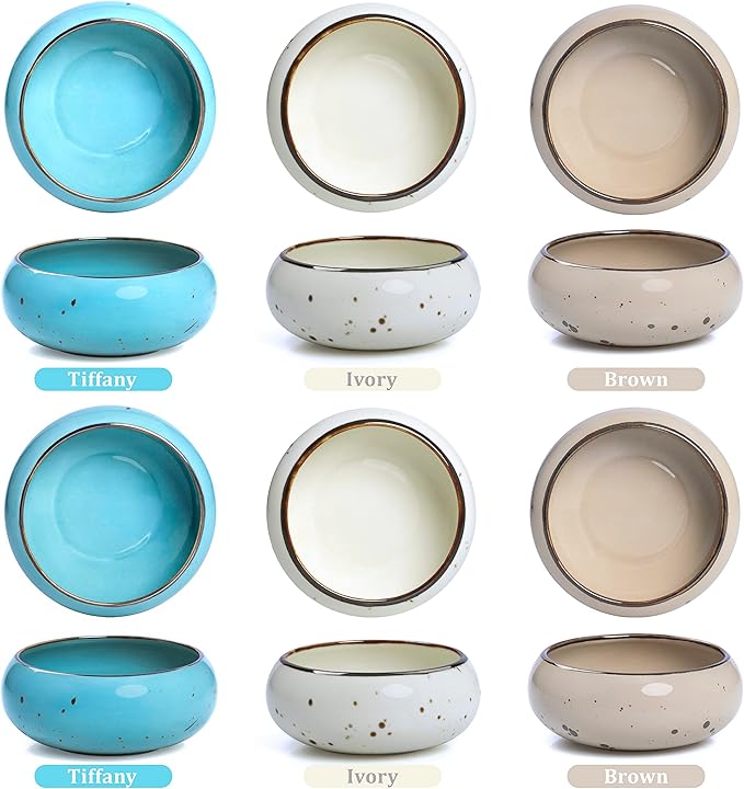 Small Hand Craft Dessert Bowls - 13.5oz, Set of 6 - Microwave, Oven, Dishwasher Safe, Ice Cream,Soup,Snacks, Rice, Cereal, Chili, Side Dishes, Dips, Ideal Gift - Natural Assorted Color