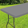 Smiry Rectangle Tablecloth, Elastic Fitted Flannel Backed Vinyl Tablecloths for 5ft Folding Tables, Waterproof Wipeable Table Covers for Indoor, Outdoor, Picnic and Camping (Grey, 30"x60")
