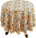 ISAENNE Designer Bohemian Floral Round Tablecloth,Linen Colorful Table Cloth,Wrinkle Resistant Decor Tablecloths for Dining Thanksgiving Kitchen Party Christmas,Diameter 67"-Estevan B