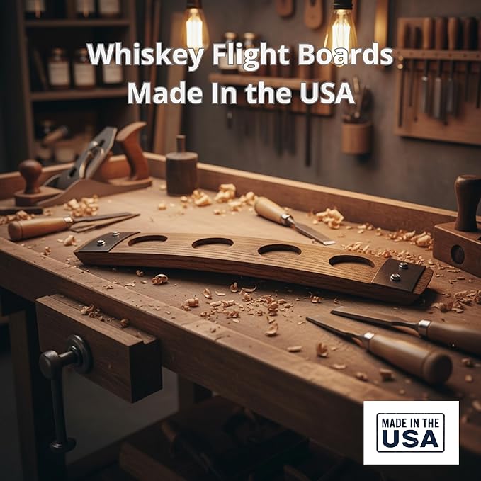 Premium 4 Glass Whiskey Flight/Dark Walnut/No Glasses