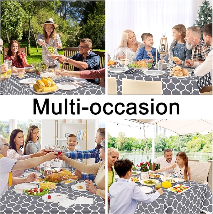 Smiry Square Table Cloth, Waterproof Vinyl Tablecloths with Flannel Backing for Square Tables, Wipeable Spillproof Plastic Tablecloth for Dining, Camping, Indoor and Outdoor (60"x60", Grey)