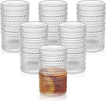 Vintage Hobnail Drinking Glasses Set of 6 – 13 oz Clear Highball Glass Cups – Embossed Textured Glassware with Anti-Slip Design for Water, Juice, Cocktails – Thick Glass, Dishwasher Safe