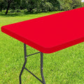 Smiry Rectangle Tablecloth, Elastic Fitted Flannel Backed Vinyl Tablecloths for 6ft Folding Tables, Waterproof Wipeable Table Covers for Indoor, Outdoor, Picnic and Camping (Red, 36"x72")