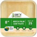 Compostable 8 Inch Palm Leaf Square Plates (25 Count) Like Bamboo Disposable Plates | Biodegradable | Eco-Friendly, Microwave & Oven Safe | USDA Certified 100% Biobased