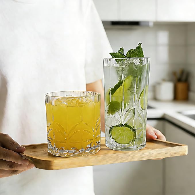 BELLAFORTE Shatterproof Tritan Plastic Drinking Glasses. 13oz & 18oz Water Glasses Set of 6 - Myrtle Beach Glasses Drinking - Unbreakable Tumblers for Parties - BPA Free, Dishwasher Safe (Clear)