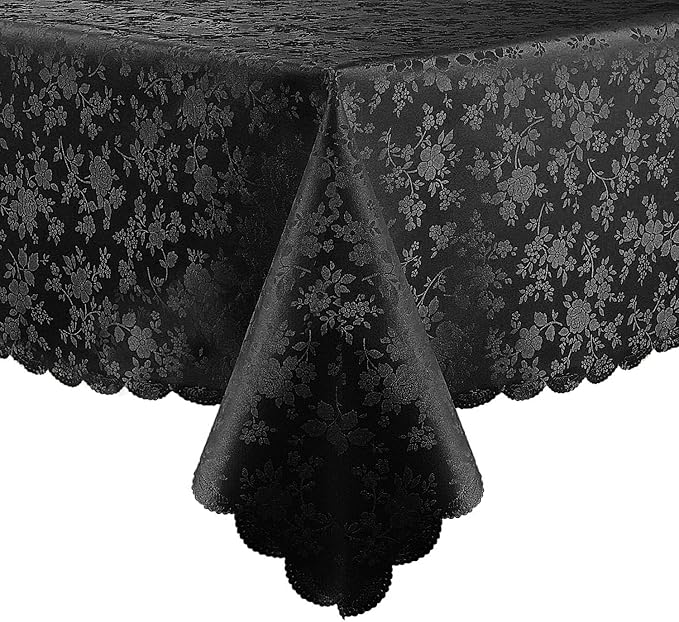 Smiry Rectangle Table Cloth, Waterproof Heavy Duty Vinyl Tablecloths, Wipeable Washable Table Cover for Kitchen and Dining Room (Black, 70" X 120")