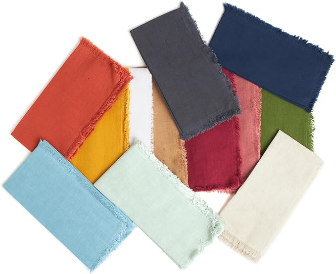 ACCENTHOME White Cotton Linen Napkin Set of 6 18x18 inch Dinner Napkins - Washable Soft Premium Hotel Quality Reusable Hemmed Edges Napkins Perfect Table Linens for Family Dinners, Weddings