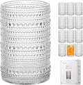 Amzcku Vintage Highball Drinking Glass Set of 12 - Kitchen Glasses Cup for Water, Cocktail, Milk, Juice and Beverage