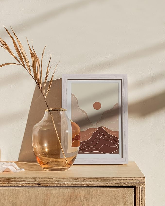 HAUS AND HUES 5x7 Picture Frame with Real Glass and White Oak Matted to 4x6 - Oak 5x7 Picture Frame - Includes American Oak, Easel Back, Vertical Hang - Ideal for Home, Room, Office (5x7 in, White)