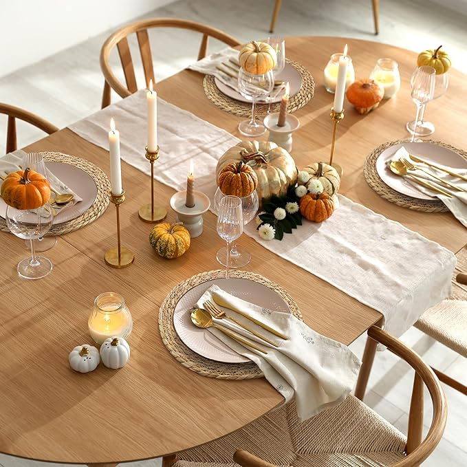 Aneco 4 Pack 12-Inch Round Woven Placemats Natural Hand-Woven Boho Rattan Wicker Bulrush Placemat Farmhouse Rustic Braided Table Mats for Dining & Kitchen Decor