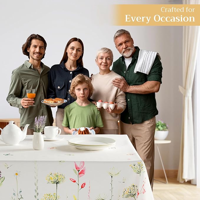 Maison d' Hermine Table Cloth Rectangle Table 100% Cotton 70 x 120 Inches Tablecloth Reusable Decorative for Dining Room Farmhouse Home Valentines Day Decorations Spring Summer - Botanical Fresh