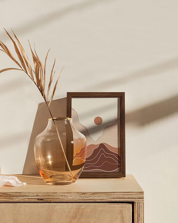 HAUS AND HUES 4x6 Picture Frame with Real Glass and Walnut Oak - Oak Photo Frame 4x6 - Includes Real Glass, American Oak, Easel Back, Vertical Hang - Ideal for Home, Room, Office (4x6 in, Walnut)