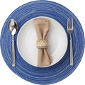 Round Placemats Set of 8 Woven Placemats Washable Braided Table Mats for Dining Table Heat Resistant Non-Slip Circle Place Mats(Royal Blue)