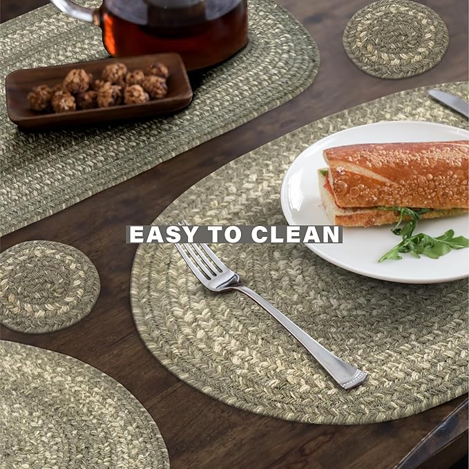 Homespice Grey Cloud Jute Woven Placemats, Warm Farmhouse Decor, Set of 4, Grey 13x19 Rectangle Table Mats - Vibrant Colors, Durable, Easy to Clean and Protects Furniture