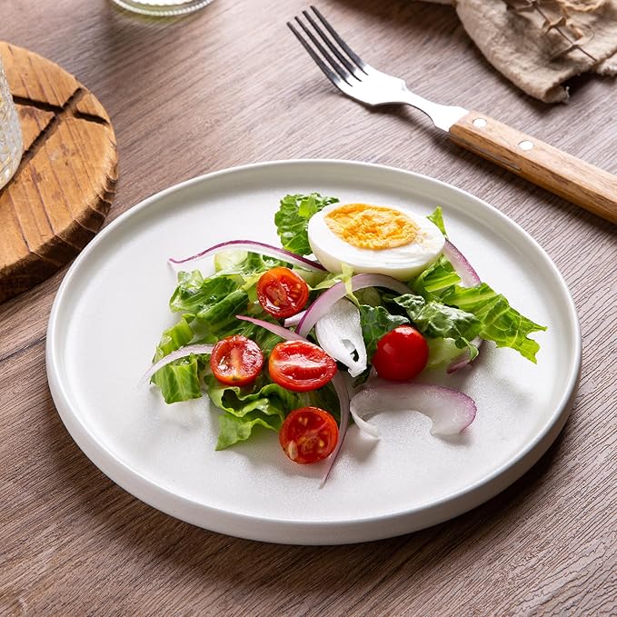 AmorArc Stoneware Dinnerware Sets for 6,Reactive Ceramic Plates and Bowls Set,Highly Chip and Crack Resistant | Dishwasher & Microwave Safe | Round Dishes Set Service for 6 (18pc),Matte White