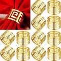 96 Pcs Gold Napkin Rings Hollow Out Napkin Rings Holder Set Metal Serviette Buckle Bulk for Dinner Table Decoration Christmas Holiday Wedding Party Birthday Banquet Gathering