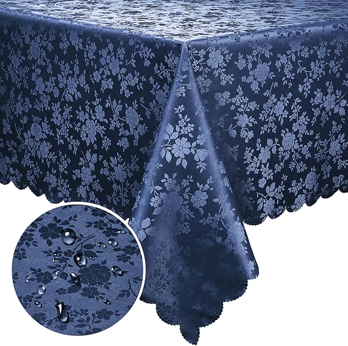 Smiry Rectangle Table Cloth, Waterproof Heavy Duty Vinyl Tablecloths, Wipeable Washable Table Cover for Kitchen and Dining Room (Navy Blue, 70" X 90")