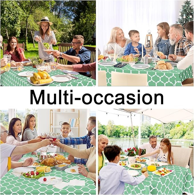 Smiry Rectangle Table Cloth, Waterproof Vinyl Tablecloth with Flannel Backing for Rectangle Tables, Wipeable Spillproof Plastic Tablecloths for Dining, Camping and Indoor (54"x120", Sage Green)