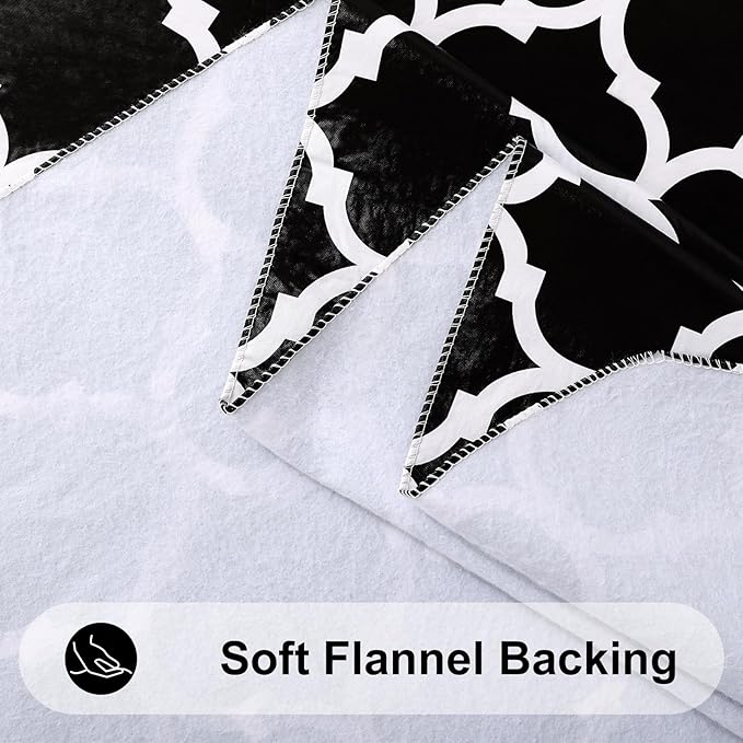 Smiry Rectangle Table Cloth, Waterproof Vinyl Tablecloth with Flannel Backing for Rectangle Tables, Wipeable Spillproof Plastic Tablecloths for Dining, Camping, Indoor and Outdoor (60" x 144", Black)
