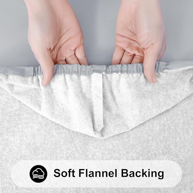 Smiry Rectangle Tablecloth, Elastic Fitted Flannel Backed Vinyl Tablecloths for 5ft Folding Tables, Waterproof Wipeable Table Covers for Indoor, Outdoor, Picnic and Camping (Light Grey, 30"x60")