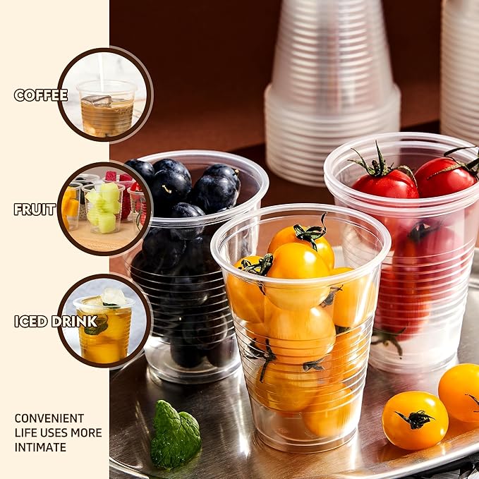 YEEHAW 12 oz Plastic Cups, 300 Pack - Clear Disposable Drinking Cups for Cold Beverages, Transparent Party Cups, BPA-Free