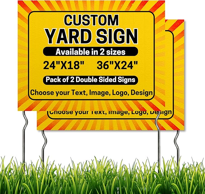 Custom Yard Signs with Metal Stakes by DreamController | Personalized Lawn Signs for Businesses, Events & Campaigns | HD Printed Outdoor Signage | Made in USA | Available in 24"×18" and 36"×24"